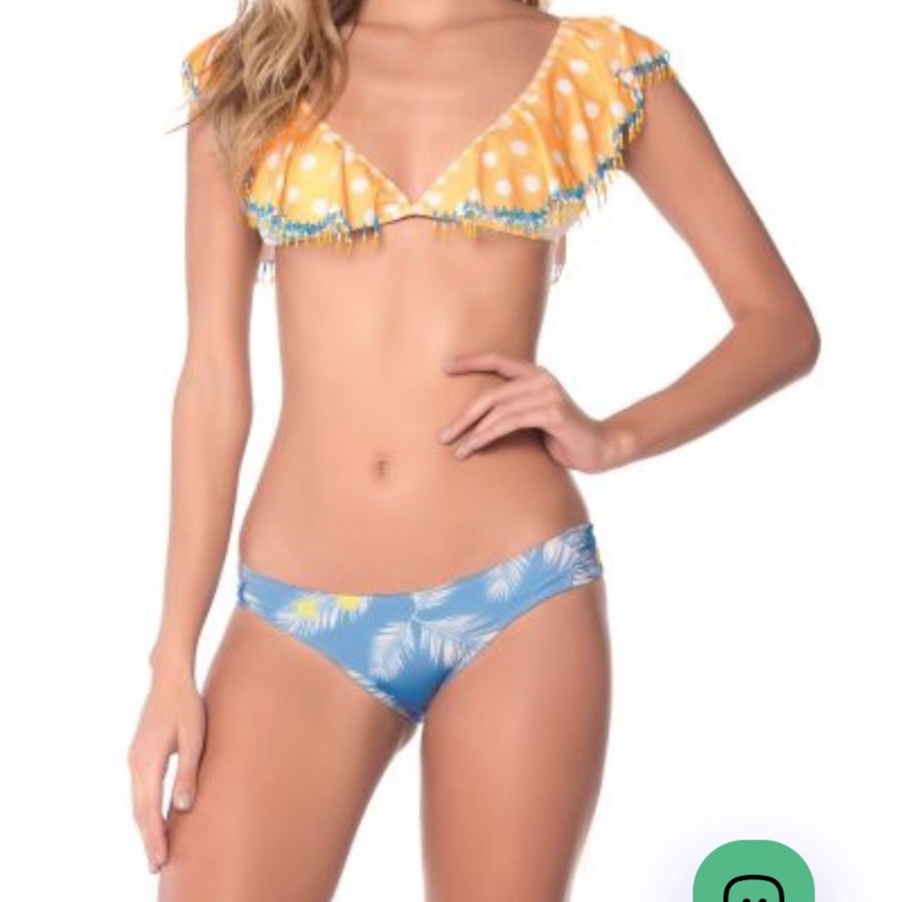 NWT Palmacea polka dot beaded bikini top medium